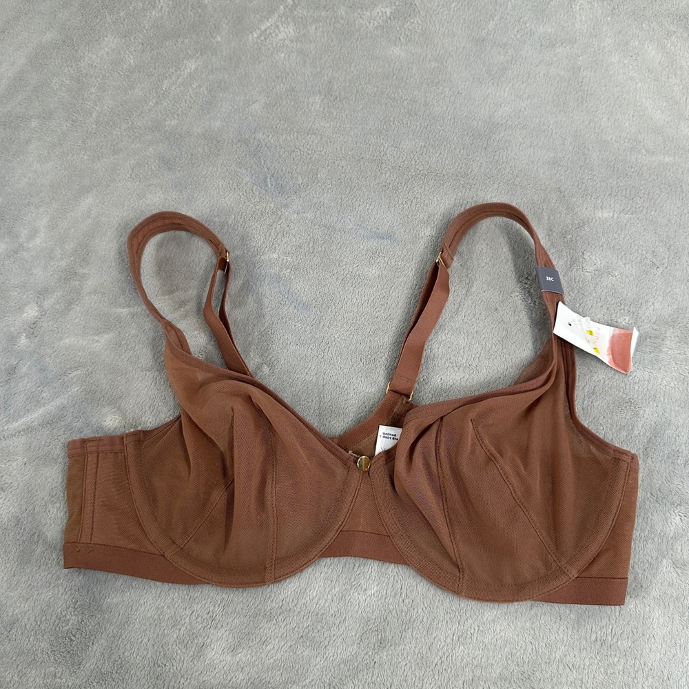Cacique Unlined T-Shirt Bra Brown Mesh Underwire 38C NWT